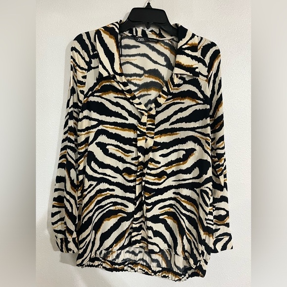 Zara animal print pull over top tunic size XS oversize - Picture 1 of 5